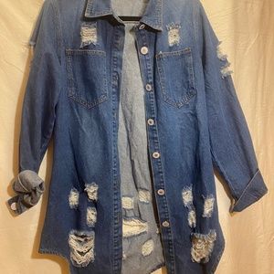 Denim distressed  jacket , Large